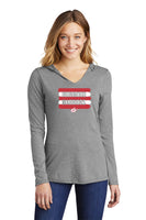 Womens Ironwood Stripes Long Sleeve V-Neck Hoodie Tee